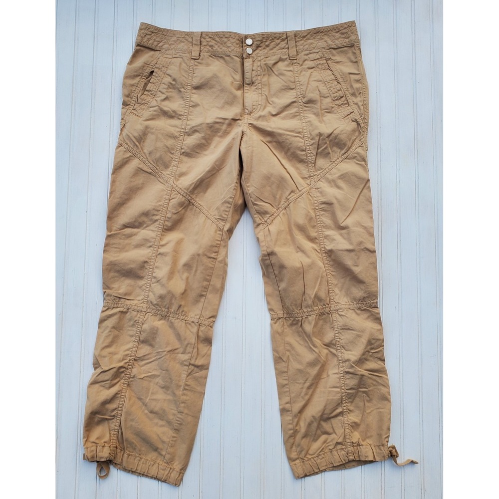 Ralph Lauren Pants Women Size 14 Beige Khaki Lightweight Hiking Drawstring Ankle